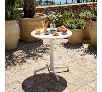 Table de jardin ronde bistrot avec plateau rabattable 70 cm blanc - Oviala Palavas