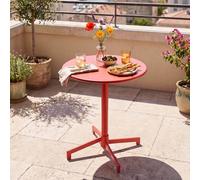Table de jardin ronde bistrot avec plateau rabattable 70 cm rouge - Oviala Palavas