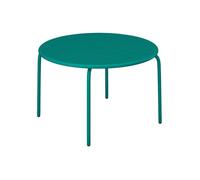 Vente-unique - Table de Jardin Ronde D.110 cm en métal - Bleu Canard - MIRMANDE de MYLIA