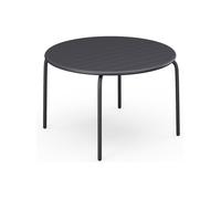 Vente-unique – Table de jardin ronde MIRMANDE de MYLIA – D.110 cm en métal – Gris anthracite