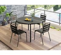 Table de jardin ronde D.110 cm en métal - Gris anthracite - MIRMANDE de MYLIA
