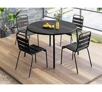 Table de jardin ronde D.110 cm en métal - Noir - MIRMANDE de MYLIA