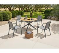 Table de jardin ronde en aluminium D.125 cm - Anthracite et naturel clair - ZEYVA de MYLIA