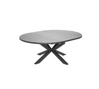 Jardiline Table de jardin ronde Palma, aluminium gris, allonge papillon, 6 chaises Fuerte Aventura