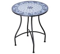Table de jardin ronde en métal mosaïque 60 cm Table ronde de balcon Table de bistrot d'extérieur Table de terrasse Motif mosaïque en pierre Balcon Table à manger Méditerranéenne