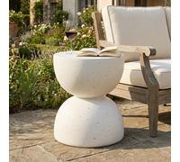 Table de jardin ronde Flieks, table de balcon en MgO, table basse et table à manger pour l'intérieur et l'extérieur, table d'appoint 39,5 x 39,5 x 45,5 cm, blanche