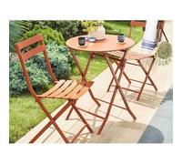 Table de jardin pliante ronde ""Greensboro"" ambre 2 places en acier traité époxy - Hespéride