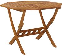 Table de jardin ronde, pliable, bois d'acacia massif huilé, avec trou de parasol, 90 cm diamètre x 75 cm hauteur
