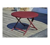 Table de jardin ronde pliante en aluminium (4 places) - rouge carmin