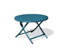 DCB Garden Table de jardin Marius ronde pliante aluminium Bleu canard