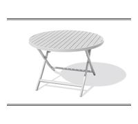Table de jardin ronde pliante en aluminium - Gris clair - MARIUS