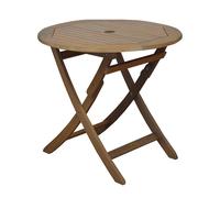Table de jardin ronde pliante Eucalyptus imitation Teck - Sophie - Ø 80 cm - 2 personnes