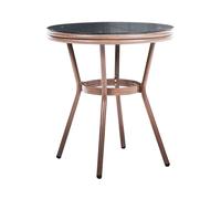 Table de Jardin Structure en Aluminium Rotin PE avec Plateau en Verre Trempé 70