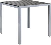 Table de jardin - Table à manger carrée d'extérieur - Cadre en aluminium argenté - Bois-plastique WPC - Résistant aux intempéries & à la chaleur - Pour 4 personnes - Dimensions 75×75×72 cm - Gris fonc