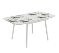 Table de jardin - table à manger - Outsunny - pour 4-6 personnes, rectangulaire, pieds réglables - métal - 140x80x75cm - blanc