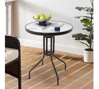 Table de jardin Table d'appoint Outdoor Meubles de balcon petite table de bistrot petite table de balcon Plateau rond en verre trempé, cadre métallique revêtu par poudre | 60x69 cm | Noir