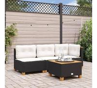 Table de jardin, table de balcon, table de camping, table de terrasse, table à manger, buffet. Couleur : noir. Dimensions : 55x55x36 cm. Matériaux : rotin synthétique, bois d'acacia