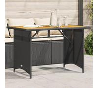 Table de jardin, table de balcon, table de camping, table de terrasse, table à manger, table de buffet, plateau en bois, couleur noire, dimensions 110x68x70 cm, matériau : rotin synthétique