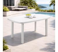 Table de jardin Table de balcon Table d'extérieur en plastique blanc 140x90x72cm