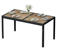 Table de jardin, table de balcon - Table rectangulaire pour l'extérieur, dimensions 150x80 cm - Structure en métal - Plateau antidérapant - Pour 6 personnes - Noir