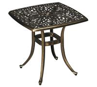 Table de jardin - Table de décoration vintage - Fonte d'aluminium - Trou pour parasol - 54 x 54 x 52,5 cm - Bronze