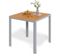 Table de jardin - Table de salle à manger d'extérieur - Carrée 75×75×72 cm - Cadre en aluminium argenté - Plateau de table WPC - Résistant aux intempéries & à la chaleur - Pour 4 personnes - Gris fonc