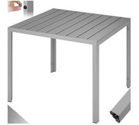 Table de jardin - TECTAKE - Table à manger d'extérieur MAREN aspect bois et réglable en hauteur 90 x 90 x 74,5 cm - Argent