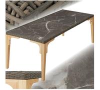 Table de jardin - TECTAKE - Table de repas FOGGIA rotin tressé, aluminium, bois, plaque grès amovible 196x87x76 cm - Marron naturel