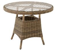 Table de jardin - TECTAKE - Table en rotin d'extérieur avec plateau en verre de sécurité amovible 91 x 73,5 cm - Marron Naturel