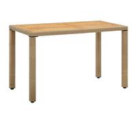 Table de jardin The Living Store Beige 123x60x74 cm Polyrotin et bois massif d'acacia