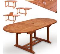 CASARIA® Table De Jardin Extensible Type Papillon 150-200 cm - Table De Jardin Exterieur - Salon de jardin bois - Eucalyptus FSC® - 200 x 100 x 74 cm - Pour 6 à 8 Personnes - Salon de balcon
