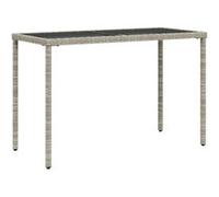 vidaXL Table de jardin avec plateau en verre gris clair 115x54x74 cm Poly rotin