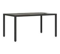 vidaXL Table de jardin plateau en verre noir 150x90x75 cm poly rotin