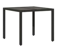 vidaXL Table de jardin avec plateau en verre noir 90x90x75 cm Poly rotin