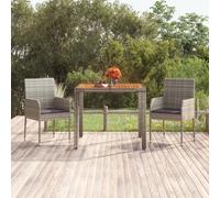 vidaXL Table de jardin avec plateau en bois gris 90x90x75 cm Poly rotin