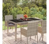 Table de jardin vidaXL - Verre Gris 150x90x75 cm
