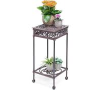 Table de jardinage à deux niveaux en fonte, finition bronze antique, 50 x 24 x 24 cm