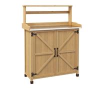 Table de jardinage Outsunny Bois de sapin 90.5x41x124.5cm Jaune