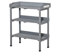 Table de jardinage Outsunny Table de jardinier Table de fleur avec surface de travail en métal Jardin Bois Gris 76 x 37 x 89 cm
