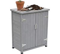 Table de jardinage Relaxdays avec meuble de rangement, en bois, plan de travail galvanisé, H x l x P : 90 x 75 x 40 cm, meuble de jardin, gris