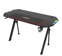 DRIFT GAMING DRDZ175RGB - Table de Jeu avec Plateau en Fibre de Carbone, Porte-Boisson et Casque, côtés RGB réactifs au Son, Tapis 80 x 30 cm, Noir
