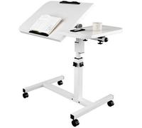 Table de Lit 360° pour Ordinateur Portable à Roulettes Hauteur Réglable - LDSZXNE - Blanc