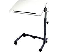 Table de lit - HMS-Vilgo AC207 - Grand plateau blanc inclinable et réglable en hauteur, piètrement en U, 2 roulettes à freins G