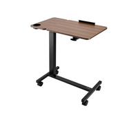VEVOR Table de lit mobile, table d'appoint avec plateau rabattable et 4 roulettes, bureau d'ordinateur portable réglable en hauteur, avec porte-gobelet, pour maison, bureau et études, bois et noir