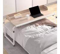 Table de lit mobile réglable de 115 à 210 cm avec plateau repas et 4 roulettes, idéale pour les lits doubles, queen et king size (couleur). Convient également aux cadres de lit queen et king size.
