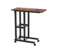 Table de Lit Ordinateur Appoint sur Roulettes - LDSZXNE - Marron - 60x30x65cm - Rangement PC Tablettes Livre