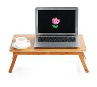 Table de Lit, Petite Table pour Ordinateur Portable en Bambou, Tablette, Plateau pour Petit Déjeuner, Petit Tiroir, Lap Desks Plateau,Réglable Portable pour Ordinateur-66*30*35 cm-couleur bois