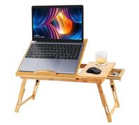 Table de lit Pliable et réglable, Plateau pour Ordinateur Portable avec Plateau inclinable, tiroir, Bureau de lit en Bambou,Support d'Ordinateur (66 * 35 * 30cm-1)