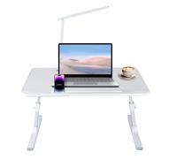 Table de lit pliable pour ordinateur portable avec angle de hauteur et lampe pour canapé, sol, lit, blanc (60 x 40 x 27 x 40 cm)