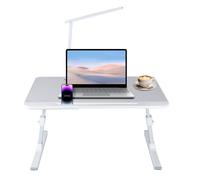 Table de lit pliante pour ordinateur portable avec der et lampe - Hauteur et angle - Pour canapé, sol, lit - Gris - 60 x 40 x 27 cm - 40 cm